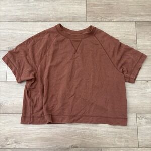 Prana Cozy Up Womens Short Sleeve Cropped Tee Burnt Orange Size XL